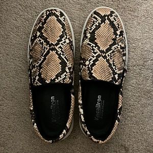 Snakeskin slip on shoes